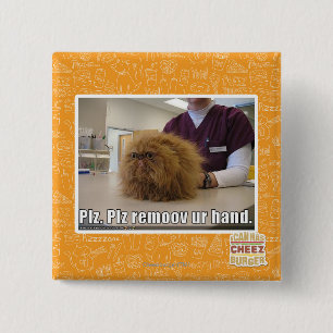 Plz remoov ur hand 15 cm square badge