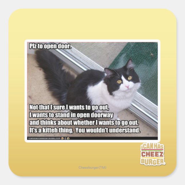 Plz to open door square sticker (Front)