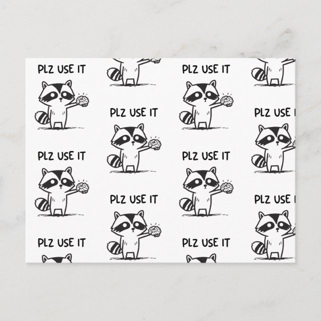 Plz Use It - Funny Racoon Sarcastic Postcard (Front)