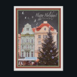 Plzen - Christmas Tree (RG) Holiday Postcard<br><div class="desc">A flock of pigeons takes flight over the Christmas Tree at the Pilsen/Plzen,  Czech Republic annual Christmas Market on the main town square.</div>