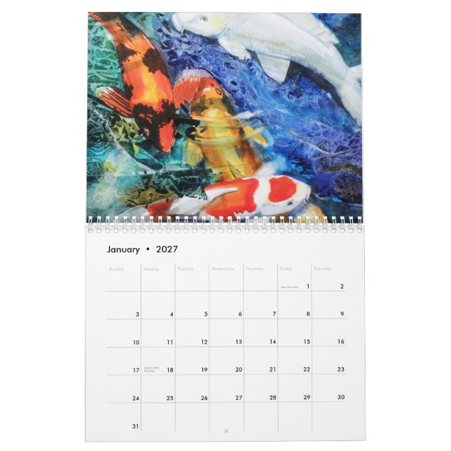 PMACarlson Koi Watercolor Calender Calendar (Jan 2027)