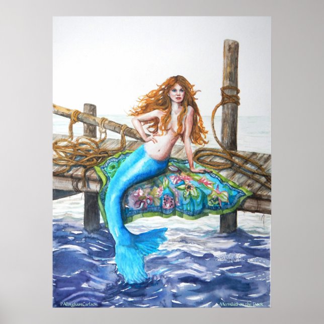 PMACarlson Mermaid on the Dock Poster (Front)