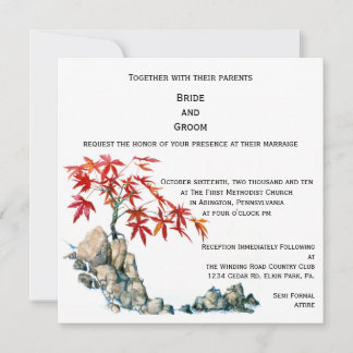 PMACarlson Red Maple Bonsai Wedding Invitation