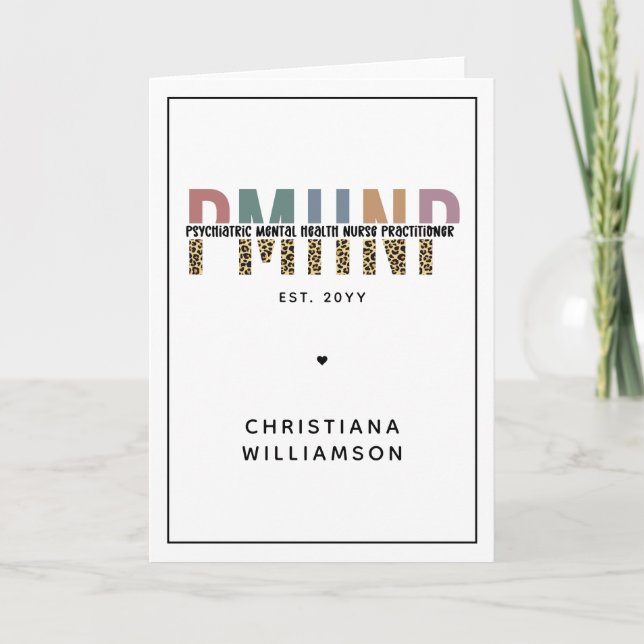 PMHNP Leopard Print Psychiatric Mental Health NP Card (Front)