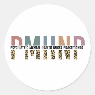 PMHNP Leopard Print Psychiatric Mental Health NP Classic Round Sticker