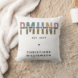 PMHNP Leopard Print Psychiatric Mental Health NP Cushion