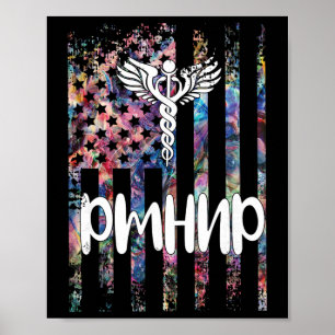 Pmhnp Us Flag Psychiatric Mental Health Nurse Prac Poster
