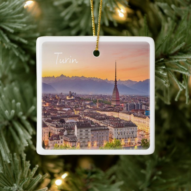 PMT001 TURIN at sunset, Piedmont, Italy, Ceramic Ornament (Tree)