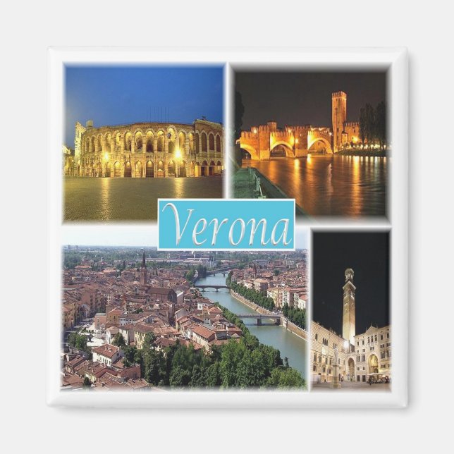 PMT003 VERONA, Mosaic, Piedmont, Italy, Fridge Magnet (Front)