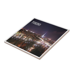 PMT005 TURIN at Night, Piedmont, Italy, Ceramic Tile