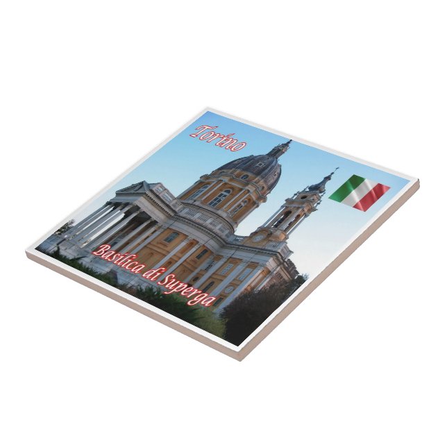 PMT018 TURIN  Basilica of Superga, Italy, Ceramic Tile (Side)