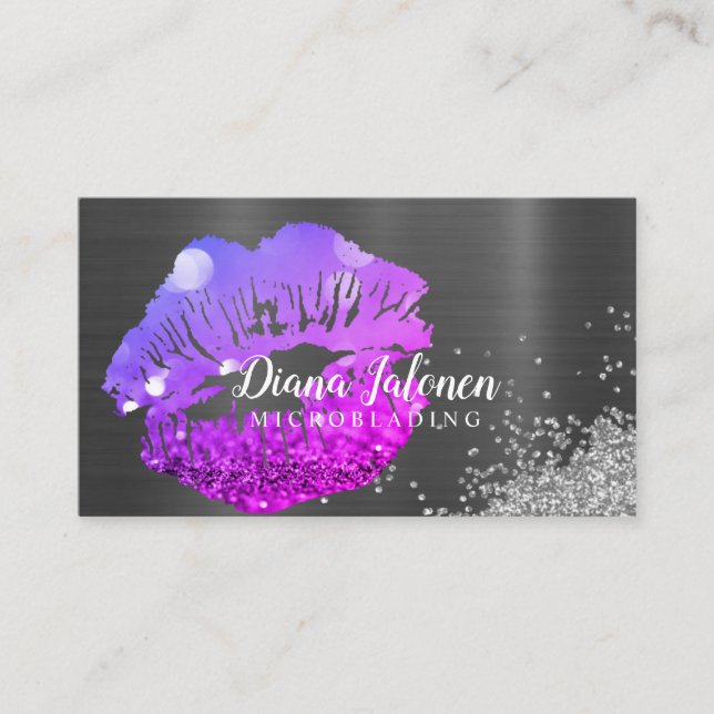PMU MICROBLADING artist Sparkling Rose Business Ca Card (Front)