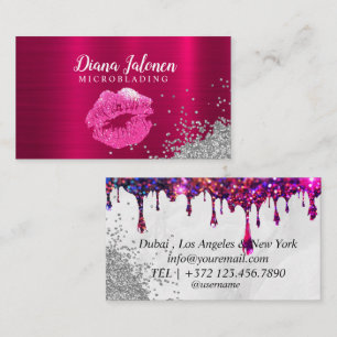 PMU Microblading Artist Sparkling Rose Business Card