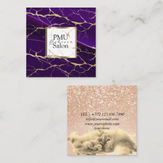 PMU Salon Colorful Typography Modern permanent Square Business Card