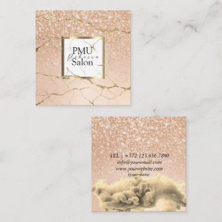 PMU Salon Colorful Typography Modern permanent Square Business Card