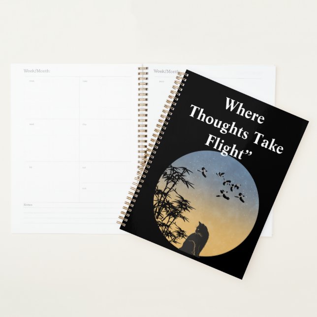 PMystical Black Cat & Bamboo - Japanese Art  Planner (Display)