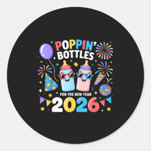 Pn Bottles Baby New Year 2026 Colorful Party Desig Classic Round Sticker