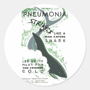 Pneumonia Strikes Classic Round Sticker