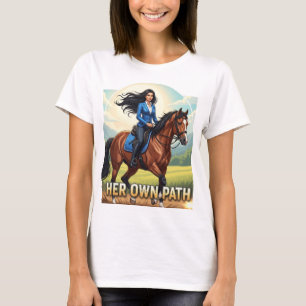 PNG Illustration of Confident Woman on Horse T-Shirt