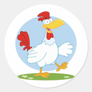 png_white-chicken CARTOON HEN CHICKEN FARM ANIMAL Classic Round Sticker