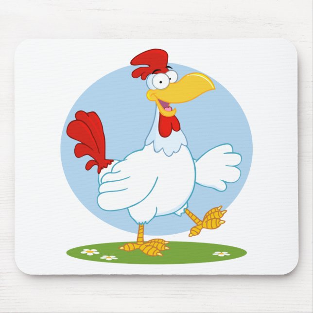 png_white-chicken CARTOON HEN CHICKEN FARM ANIMAL Mouse Pad (Front)