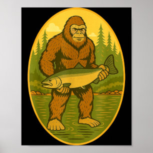 Pnw Steelhead Sasquatch Fishing Big Foot Salmon Fi Poster