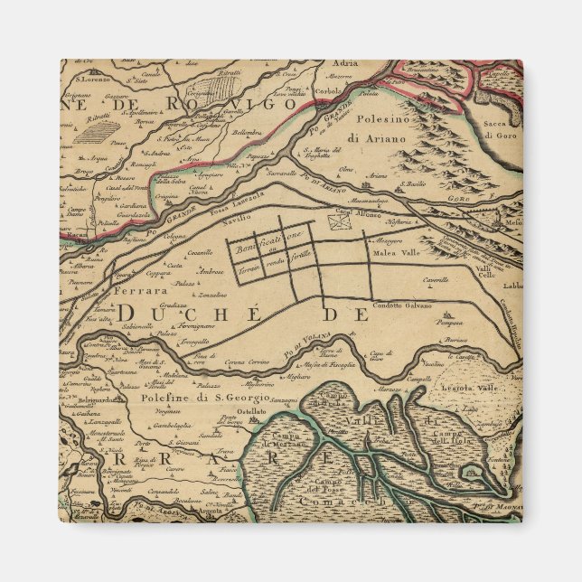Po River Valley engraved map Magnet (Front)