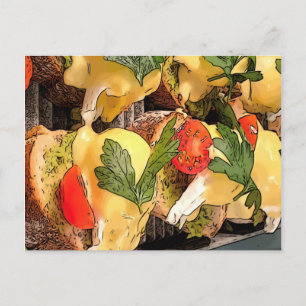 Poached Eggs with Avocado on Toast Postcard