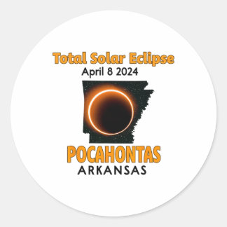 Pocahontas Arkansas Total Solar Eclipse 2024  Classic Round Sticker