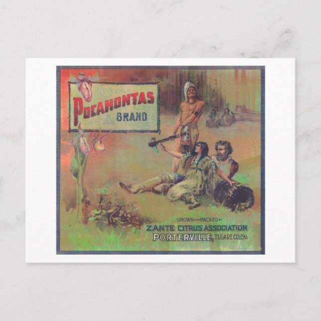 Pocahontas Orange LabelPorterville, CA Postcard (Front)