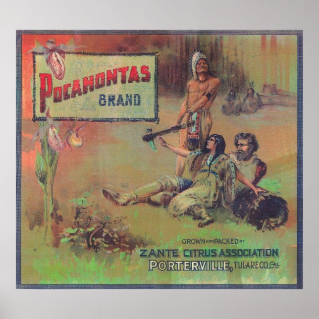 Pocahontas Orange LabelPorterville, CA Poster (Front)