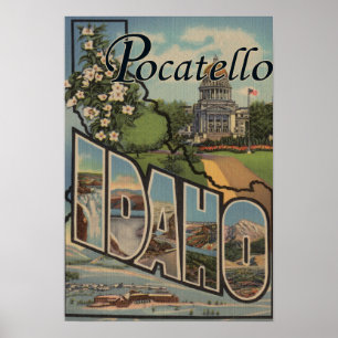 Pocatello, Idaho - Large Letter Scenes Poster