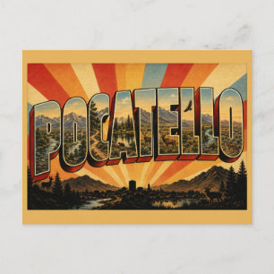 Pocatello Idaho River Mountains Foothills Art Postcard