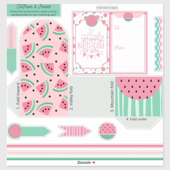 Pocket and Birthday To/From Foldable Sticker (Sheet)