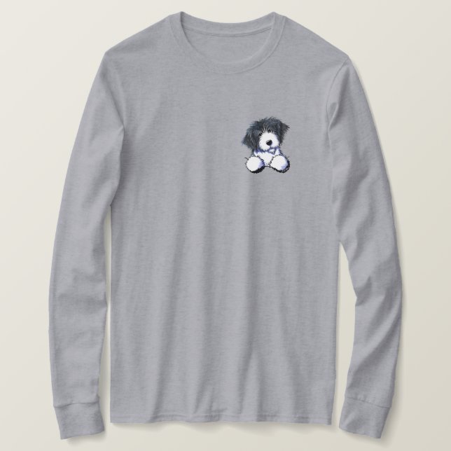 Pocket Bearded Collie  T-Shirt (Design Front)