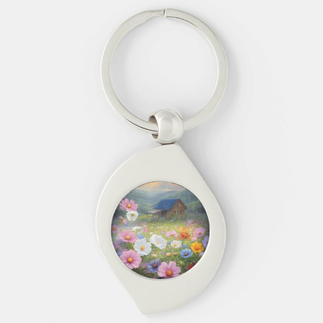 Pocket Blooms: Miniature Art for Your Keys Key Ring (Front)