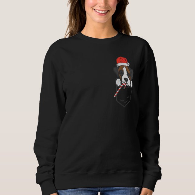 Pocket Boxer Santa Dog Christmas Xmas Men Women Sweatshirt (Front)