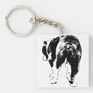 Pocket Bulldog Portrait, Rear View Key Ring