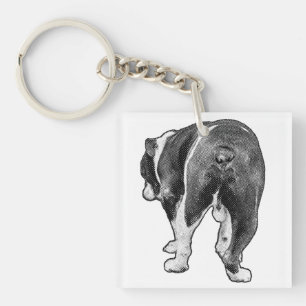 Pocket Bulldog with Festive Speckles Key Ring