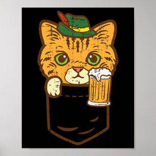 Pocket Cat October Party Hat Bavarian Kitten Germa Poster