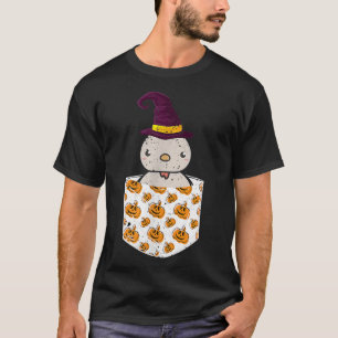 Pocket Chicken Witch Pumpkin Halloween Bird Animal T-Shirt