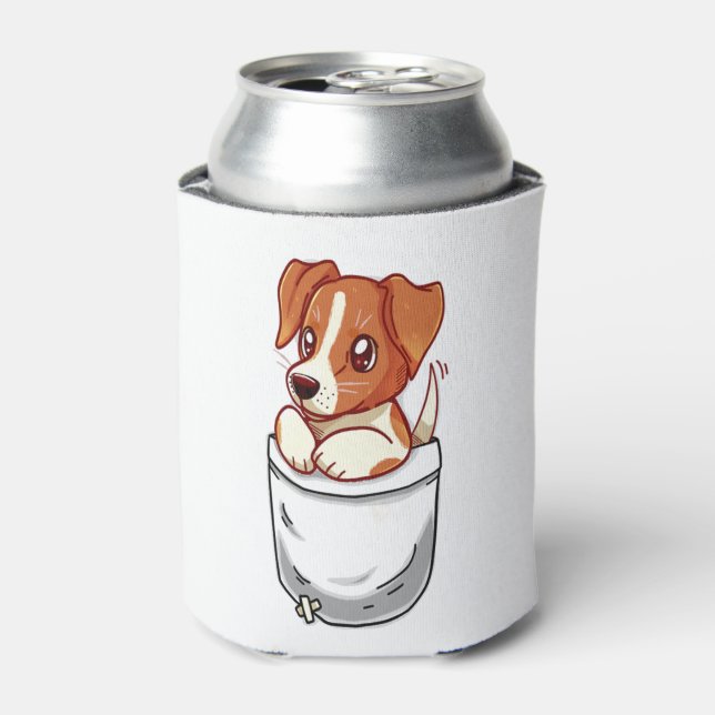 Pocket Cute Jack Russell Terrier  Can Cooler (Can Front)