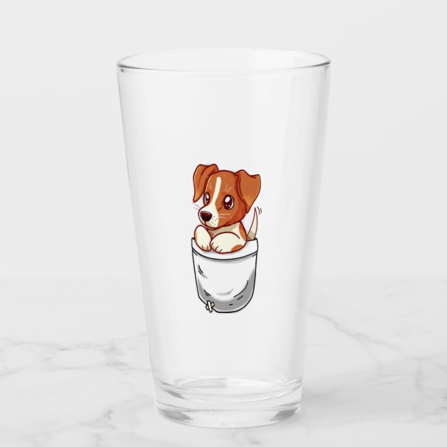Pocket Cute Jack Russell Terrier  Glass (Front)