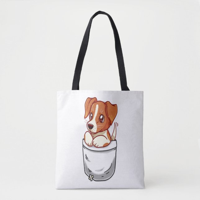 Pocket Cute Jack Russell Terrier  Tote Bag (Front)