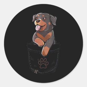 Pocket Cute Rottweiler Puppy Dog T-Shirt Classic Round Sticker