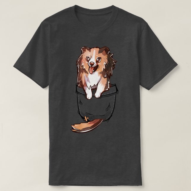 Pocket Cute Sheltie Dog  T-Shirt (Design Front)