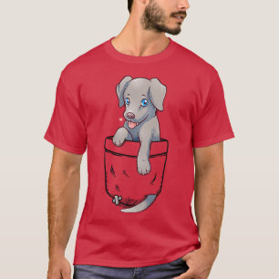 Pocket Cute Weimaraner Puppy Dog  T-Shirt