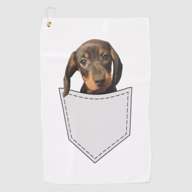 Pocket Dog Dachshund  Golf Towel (Front)
