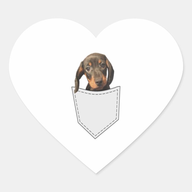 Pocket Dog Dachshund  Heart Sticker (Front)