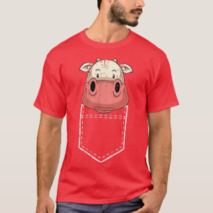 Pocket Farm Animal Farming Lover Farmer Cute Cow  T-Shirt